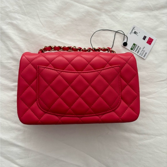 NWT 🖤 CHANEL 24S Red Lambskin Mini Classic Flap Bag - Picture 8 of 16